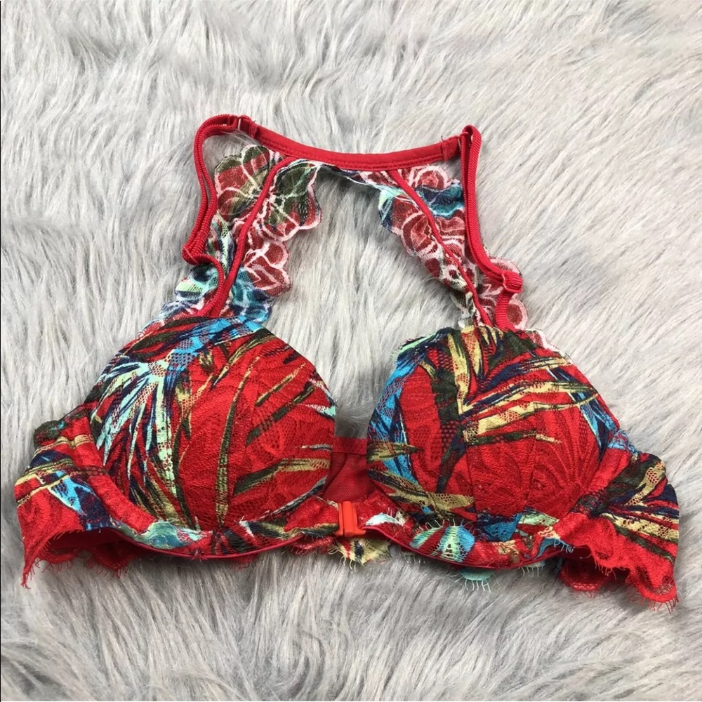 VS PINK Date Racerback Red Lace Bra 32A